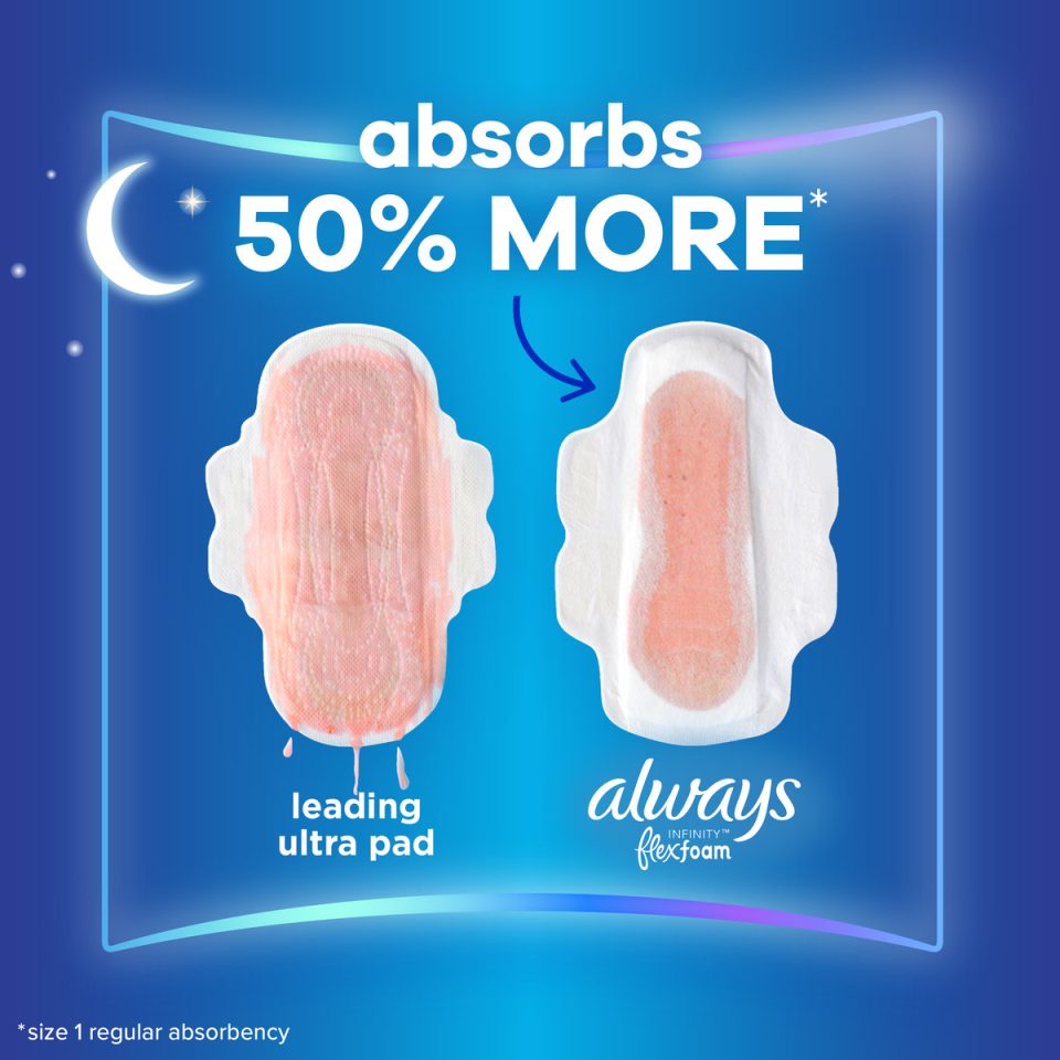 Always Infinity Size 4 Overnight Pads with Wings, Unscented