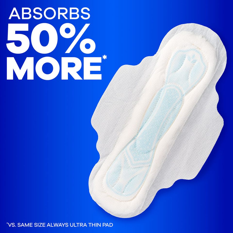 Always Maxi Size 3 Extra Long Super Pads with Wings, Unscented