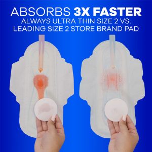 Always Ultra Thin Size 1 Regular Pads With Wings, Unscented