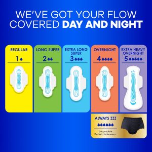 Always Maxi Size 3 Extra Long Super Pads with Wings, Unscented